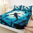 thumbnail image 4 of Homewish Cartoon Ocean Shark Twin Sheet Sets, Underwater World Twin Fitted Sheet, Teens Kids Girls Boys Flat Sheet, Breathable Home Decor, 3 Pieces, 4 of 8