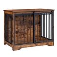 thumbnail image 2 of Hzuaneri Dog Crate Furniture with Barn Door, 31.9" Heavy Duty Wooden Kennel for Small Medium Dogs, Farmhouse Style, Rustic Brown, 2 of 8