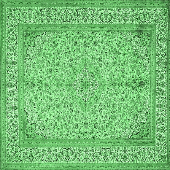 Ahgly Company Indoor Square Persian Emerald Green Traditional Area Rugs, 4' Square
