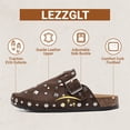 thumbnail image 4 of Lezzglt Suede Clogs for Women & Men, Cork Footbed Slip-on Mules with Arch Support, Stud Decorated, Adjustable Buckle, Brown, 4 of 9