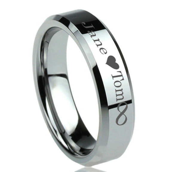 Free Engraving Men Women Personalized Outside Inside Engraving Tungsten Carbide Wedding Band Ring 6mm