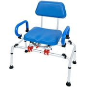 iLIVING Tub Transfer Bench Shower Chair with Easy Access Swivel Padded Seat and Pivoting Arms, and Adjustable Height for Handicap and Seniors, Blue