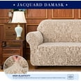 thumbnail image 6 of Subrtex Sofa Slipcover 1-Piece Jacquard Damask Couch Cover,Loveseat,Oatmeal, 6 of 8