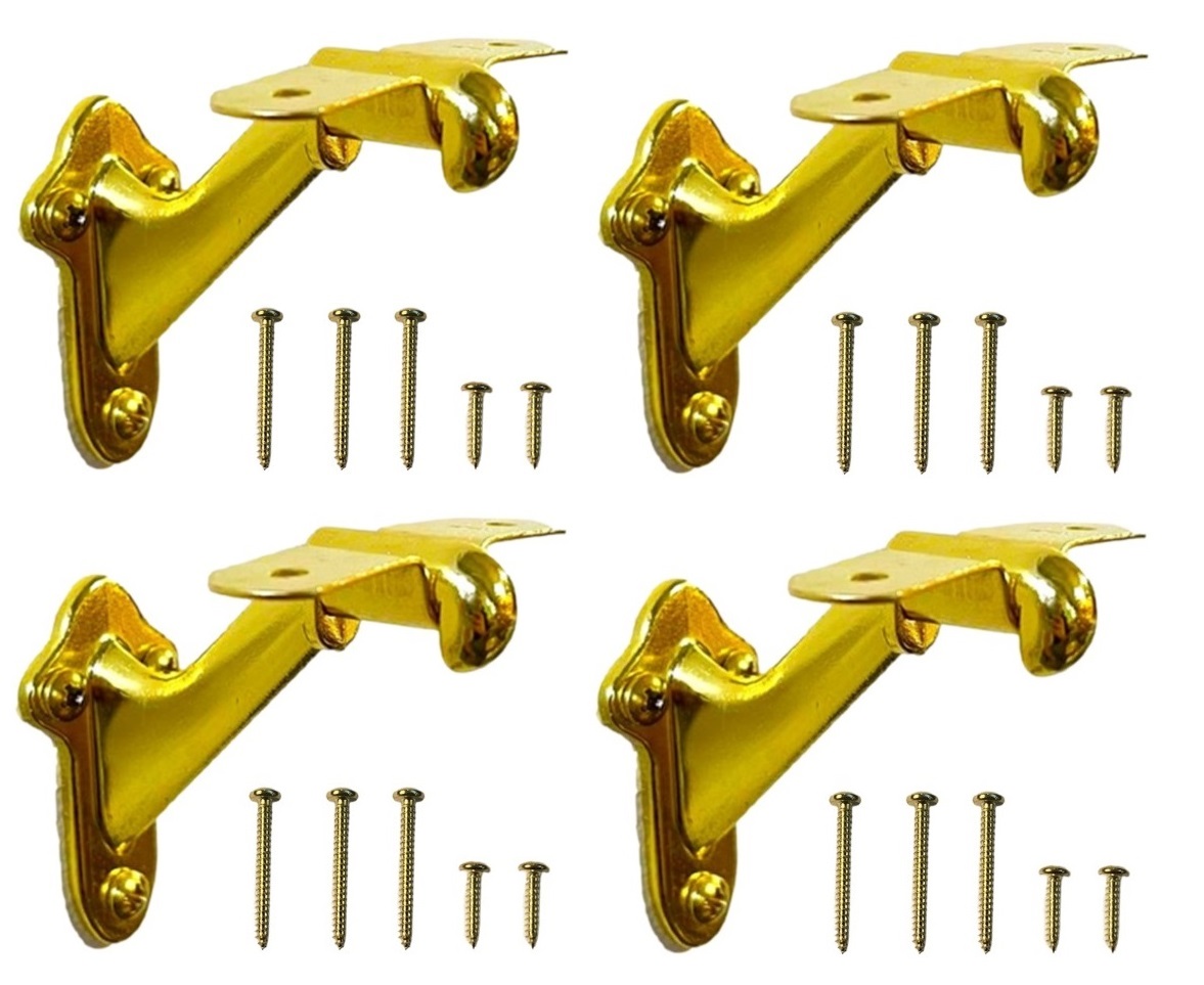 Premium Hardware Polished Brass Standard 4 Pack Handrail Brackets GOLD
