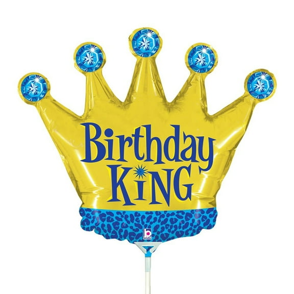 14 inch Birthday King Mini Shape (Air-Fill Only) Foil Mylar Balloon - Party Supplies Decorations