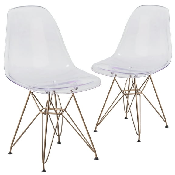 Flash Furniture 2 Pack Elon Series Ghost Chair with Gold Metal Base