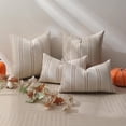 thumbnail image 5 of COOKCOK Throw Pillow Covers 20x20 Set of 2 Striped Pillow Covers Textured Linen Decorative Pillows Square Cushion Covers for Sofa Couch Bed Living Room Farmhouse Decor, Brown, 5 of 6