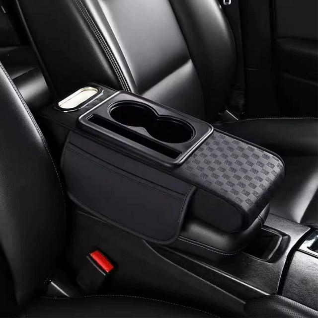 Universal Multifunctional Auto Center Console Armrest Pillow with Cup Holder and Storage -PU Leather, 37.515.56cm, 7 Colors Available
