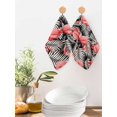 thumbnail image 2 of Red Flamingo Kitchen Dish Towels for Drying Dishes Set of 4, Summer Tropical Plants Leaves Botanical Black Waffle Weave Microfiber Hand Tea Bathroom Towels Quick Dry & Absorbent Towel 12x12, 2 of 7