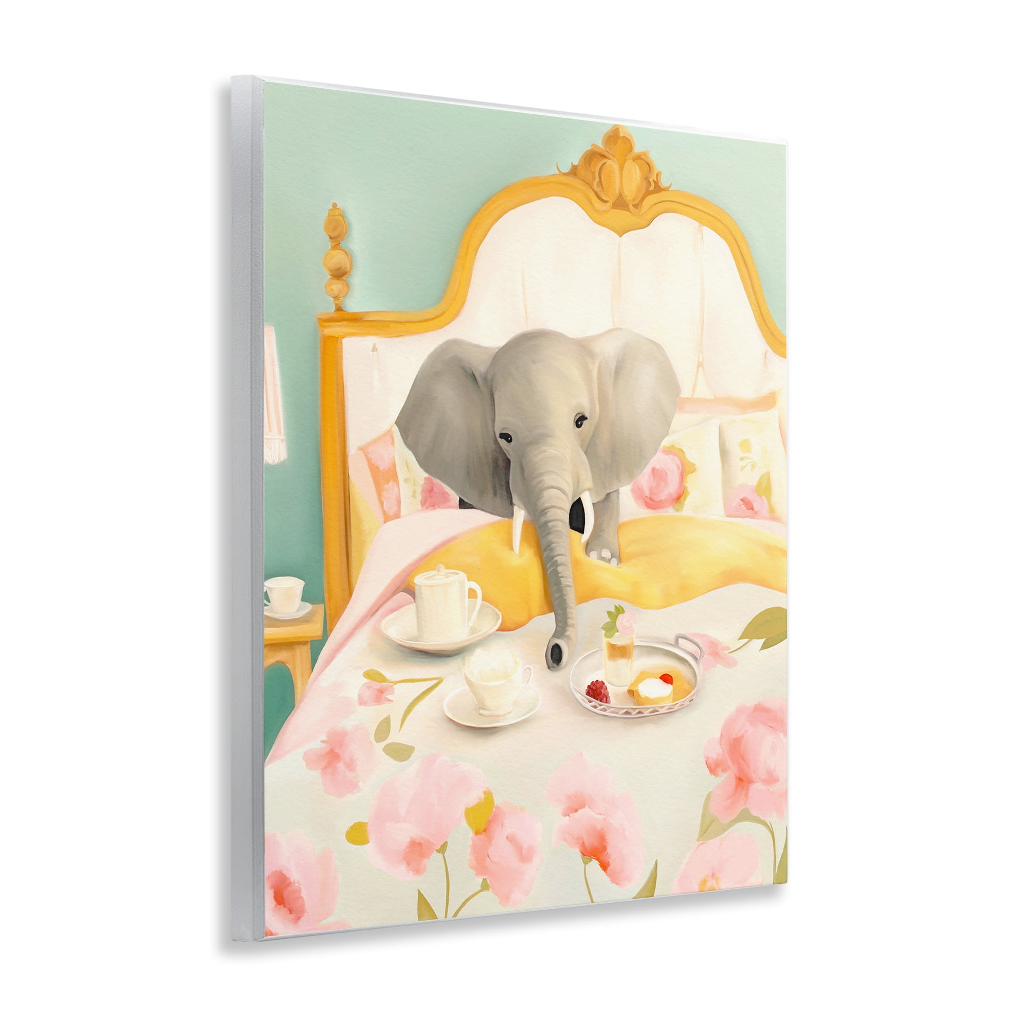 Breakfast in Bed Elephant Wall Plaque Art, design by Leah Straatsma