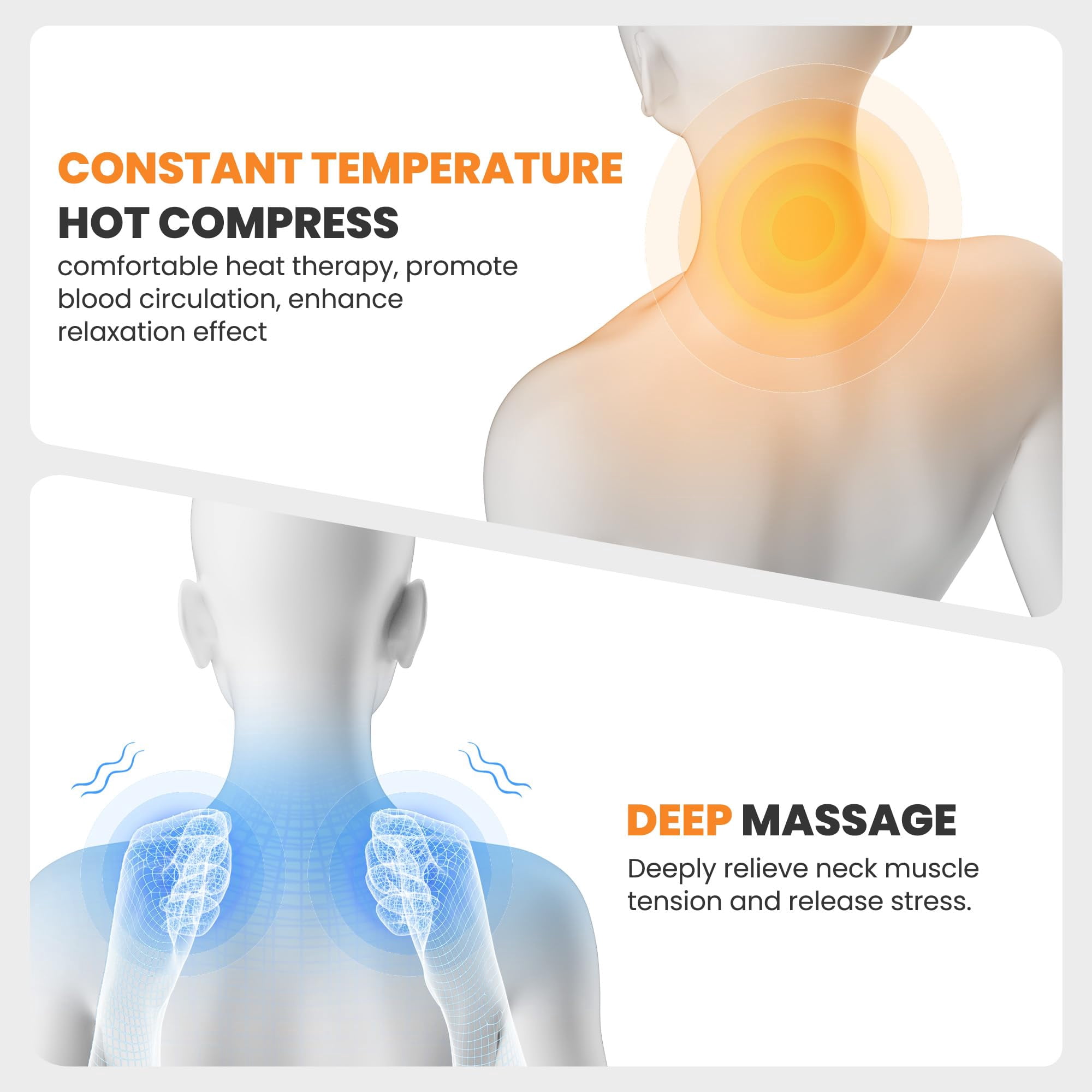 2026 3-In-1Neck Massager Pillow,Neck Massager for Pain Relief Deep Tissue, Massage Pillow with Heat, Vibration & Airbag Traction, 3D Ergonomic Cervical Hump Corrector Massage for Home Office