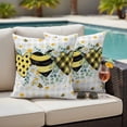 thumbnail image 5 of Bees Loves Pillow Covers 2 Pack Vintage Country Yellow Bee Plaid Dot Love Floral Grey Plaid Pillowcase Waterproof Outdoor Throw Pillow Cover for Patio Garden Square Cushion 26”x26”, 5 of 9