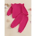 thumbnail image 6 of Toddler Baby Girls Fall Outfits 0 6 12 18 24 Months 2T 3T Letter Embroidery Ruffles Long Sleeve Sweatshirt and Elastic Pants Set Baby 2 Piece Clothes, 6 of 9