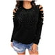 thumbnail image 1 of Moda para mujer, manga larga, cuello redondo, taladro caliente, mangas recortadas, blusa para mujer Pompotops  FGAJ12874, 1 of 5