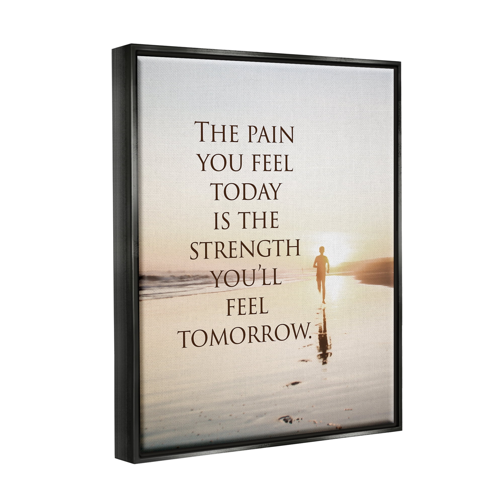 Stupell Industries Pain Becomes Strength Phrase Landscape Painting Black Floater Framed Canvas Art Print Wall Art, 17 x 21