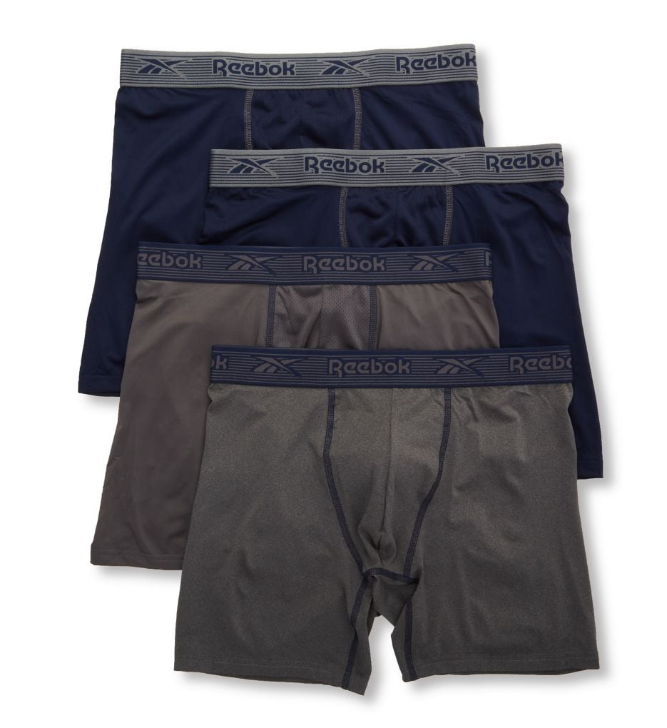Men's Reebok 213PB43 Core Performance Boxer Briefs 4 Pack (Charcoal