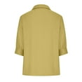 thumbnail image 5 of Vivianyo HD Women Top Clothes Plus Size Women Mid-Sleeve Casual V-Neck Solid Color Loose Button Shirt Blouse Tops Flash Picks Yellow, 5 of 6