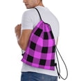 thumbnail image 4 of Yiaed Purple Black Buffalo Plaid Print Drawstring Bags Drawstring Backpack Bulk String Back Pack Gym Sport Bag-Small, 4 of 5
