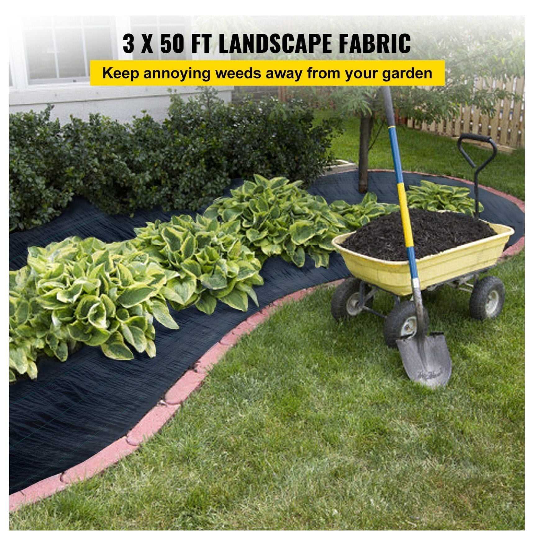 Weed Barrier Fabric 3x50ft, 5oz Heavy Duty Weed Control Fabric, Landscape Fabric for Garden Beds, Geotextile Ground Cover for Underlayment