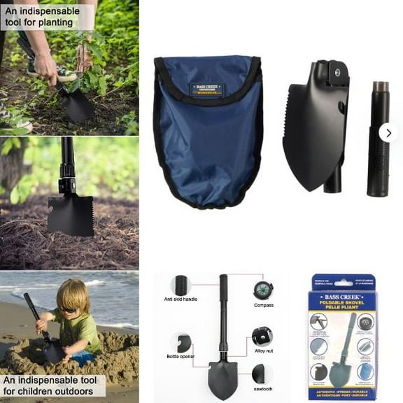 Multi-Function Foldable Shovel with Carrying Case and Compass