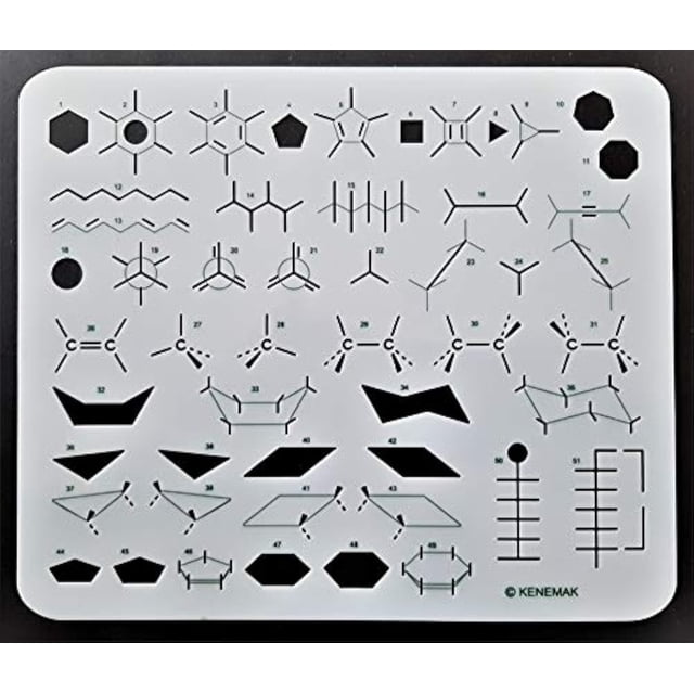 Plantilla de dibujo de moléculas con plantilla de química orgánica Kenemak