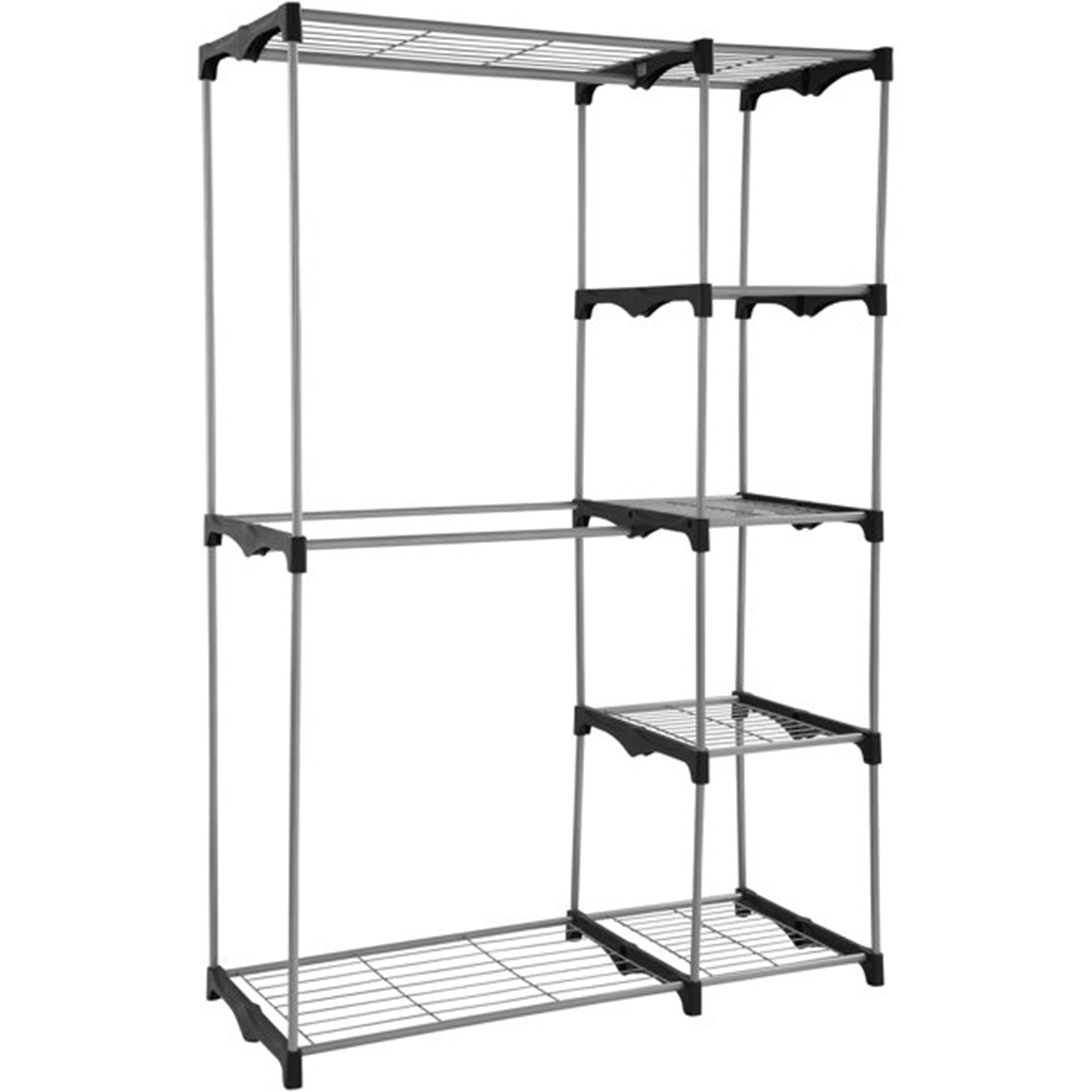 (2 pack) Mainstays 4-Shelf Closet Organizer System with Clothes Rack, 2-Tier, Metal Wire, Free Standing, Easy to Assemble