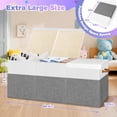 thumbnail image 4 of Extra Large Toy Storage Box with Lid, Collapsible Sturdy Toys Chest Storage Organizer Bin Basket with Divider for Kids, Boys, Girls, Closet, Playroom, Bedroom, Nursery, 40"X14"X16", Gray & White, 4 of 6