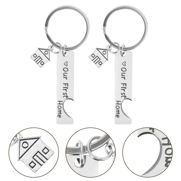 ULTNICE 2Set House Shape Keychain Keychain Decorations Stainless Steel for Moving In