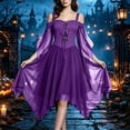 thumbnail image 5 of Halloween Witch Costume for Women, Off the Shoulder Dress, Adult Medieval Vampire Butterfly Sleeve Gothic Outfits for Halloween Cosplay Party, 5 of 8