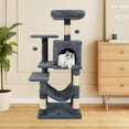thumbnail image 2 of Costway 44" Tall Multi-level Cat Tree with Cushion Top Perch, 2-Entrance Large Cat Condo Dark Gray, 2 of 10