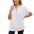 thumbnail image 2 of LYMAYTER Hoodies Short Sleeve for Women Casual Loose Oversized Half Zip Hoodies with Pockets Top for S-2XL, 2 of 10