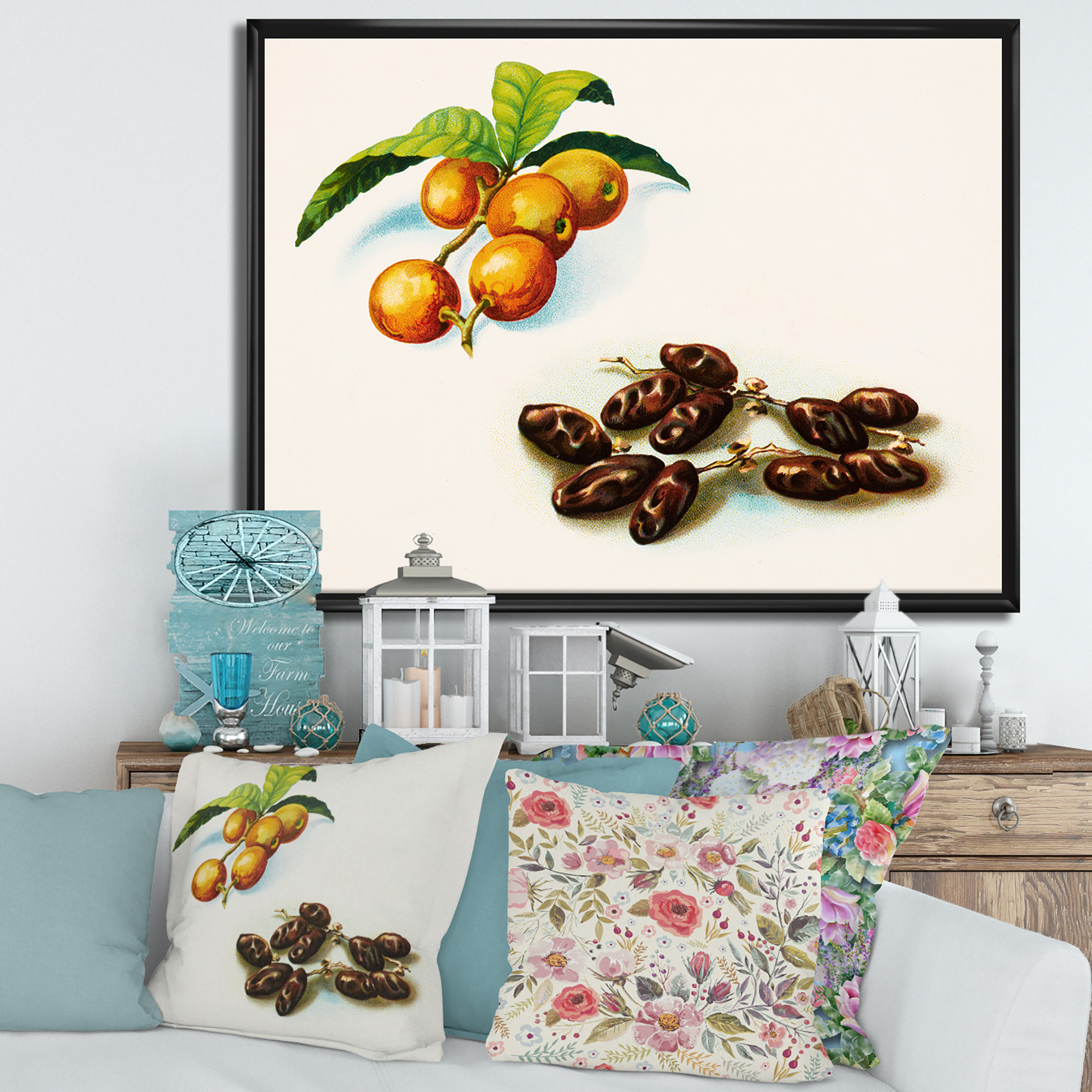 Designart 'Ancient Fruits IV' Farmhouse Framed Canvas Wall Art Print