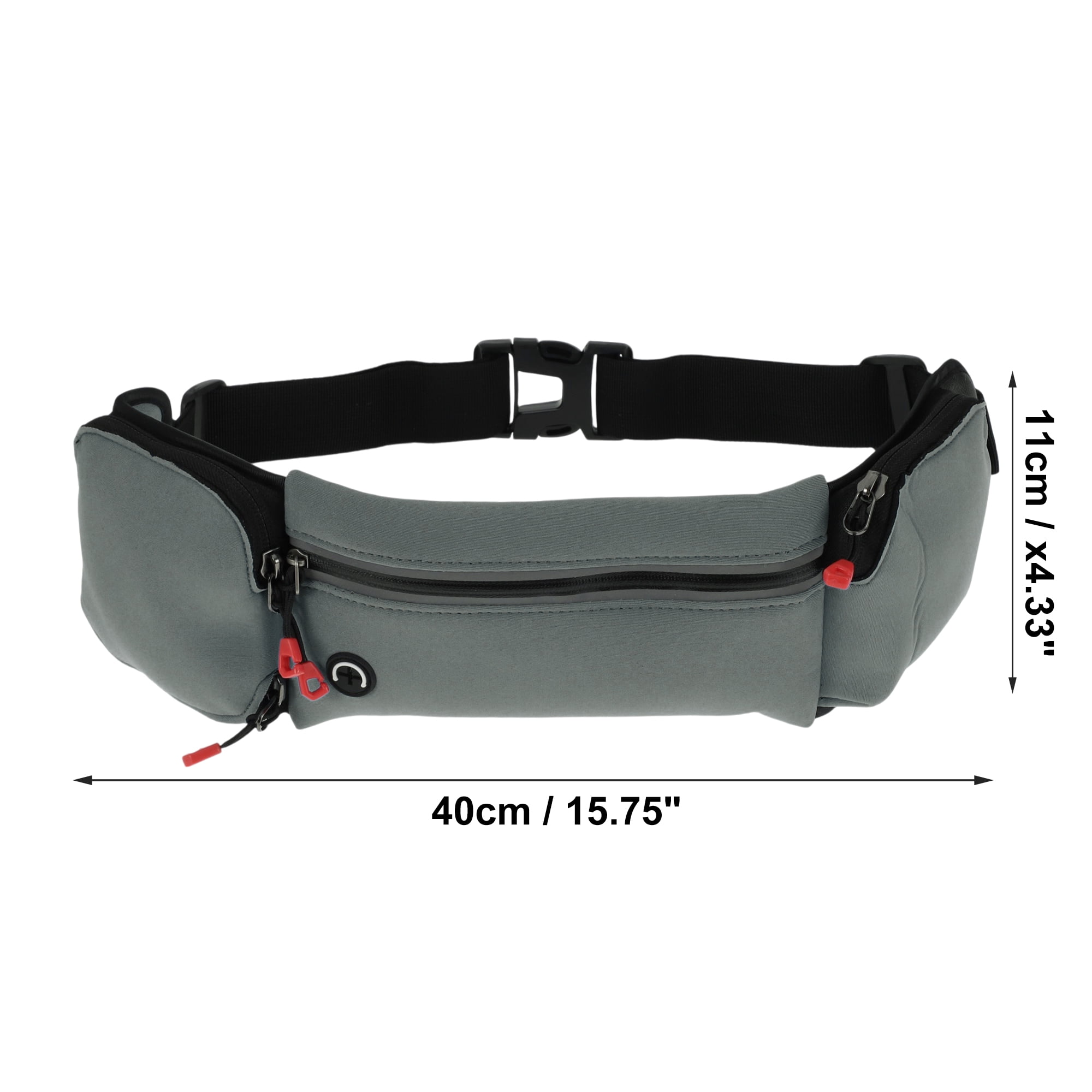 Unique Bargains Lightweight Zipper Running Belt 1 Pc Dark Gray