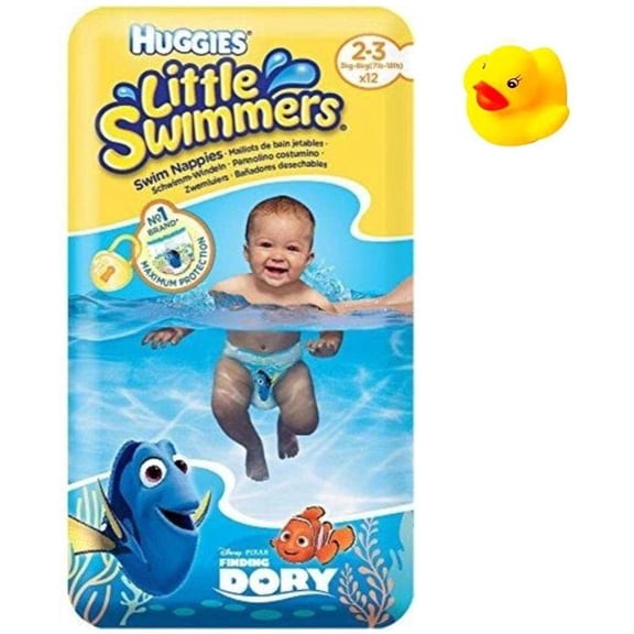 X-Small - Little Swimmers Disposable Swim Diapers, 7lb-18lb., 12-Count Bonus Rubber Duckie Pool Toy