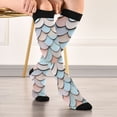 thumbnail image 5 of FORMRS Womens Knee High Socks Casual Long Thick Travel Daily Wear, 1 Pair, Blue Shimmering Pattern, 5 of 6