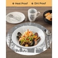 thumbnail image 3 of 13 Inch Round Placemats Set of 6, Grey Christmas Non Slip Heat Insulation PP Table Mats, Xmas Tree Snowflake Elk Washable Place Mats for Kitchen Dining Party Table Decor, 3 of 7