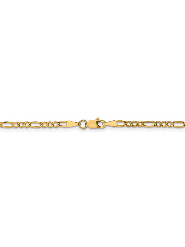 14k Yellow Gold Flat Figaro Chain Ankle Bracelet