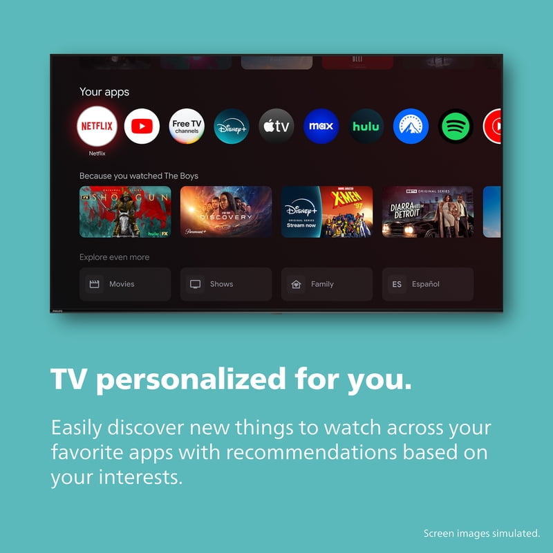 Philips 50" Class QLED 4K UHD (2160p) Google Smart TV (50PQL7456/F7) gallery view
