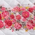 thumbnail image 5 of Betsey Johnson Banded Floral Bright Pink Brushed Microfiber Full/Queen Quilt Set, 5 of 9