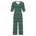 thumbnail image 5 of Edvintorg Striped Jumpsuits for Women Casual Short Sleeve V Neck Back Zipper Wide Leg Jumpsuit with Pocket Summer Beach Vacation Clothes for Women, 5 of 5