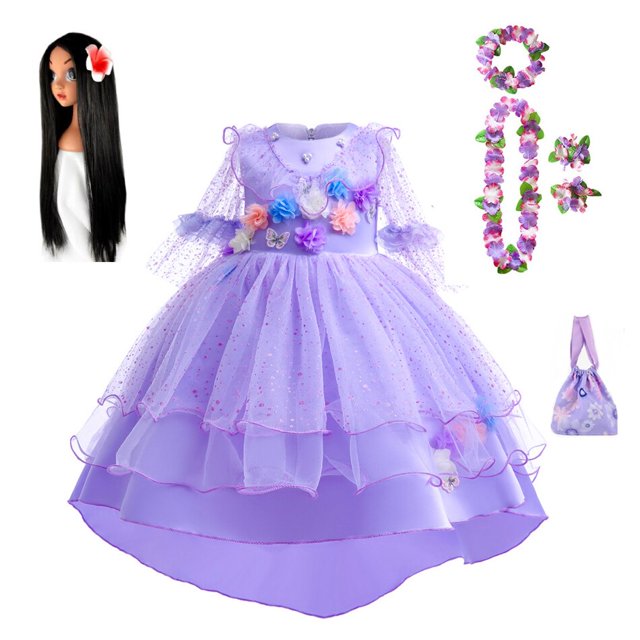 Disney Encanto Isabella niñas disfraz princesa vestido conjunto encanto niña Cosplay Mirabel carnaval cumpleaños fiesta Halloween ropa 4T 110CM Gao Jinjia LED
