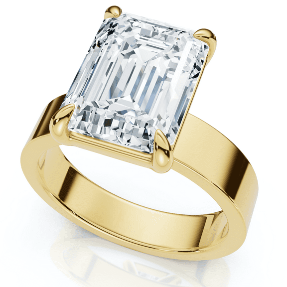 Pompeii Certified 4Ct Emerald Diamond Cigar Band Engagement Ring Lab Grown (E/F,VS1-VS2)