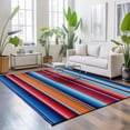 thumbnail image 3 of Large Area Rugs 5'x8', Mexican Style Carpet Runner Indoor Outdoor Rugs Home Decor Aesthetic, Colorful Mexico Stripes Ombre Red Blue Non Slip Mats Washable Accent Rug for Living Room Bedroom, 3 of 8