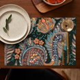 thumbnail image 4 of Flax Paisley Placemats Set of 6 with Heat Resistant Wrinkle Free Design, Featuring Colorful Retro Boho Floral and Mandala Geometric Artistic Decor, 4 of 5