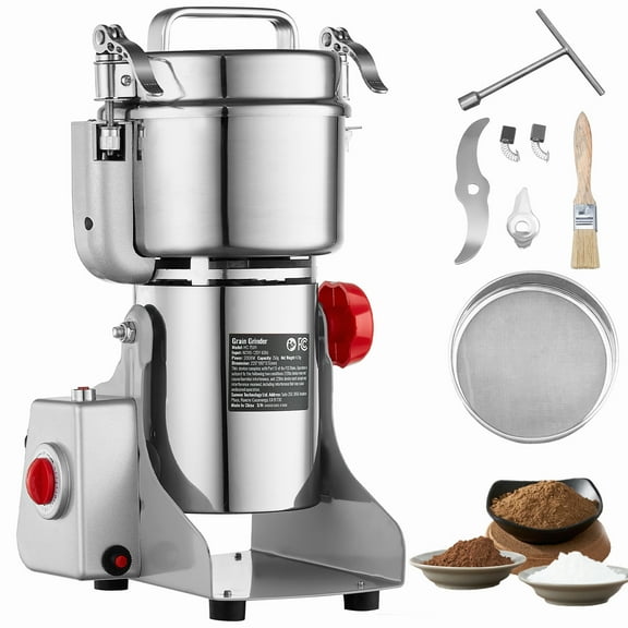KFFKFF 750g Electric Grinder for Grains, 2000W Speedy Spice Mill, Stainless Steel Powder Pulverizer, Ideal for Dry Grains, Spices, Cereals, Coffee, Corn, Pepper, with a Swing Design