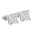 thumbnail image 4 of .925 Sterling Silver 1.0 Cttw Miracle Set Princess-cut Diamond Solitaire Stud Earrings (H-I Color, I2-I3 Clarity), 4 of 8