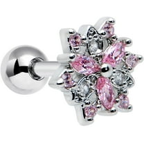 Body Candy 16G Womens 6mm Stainless Steel Clear Pink Snowflake Helix Jewelry 1/4