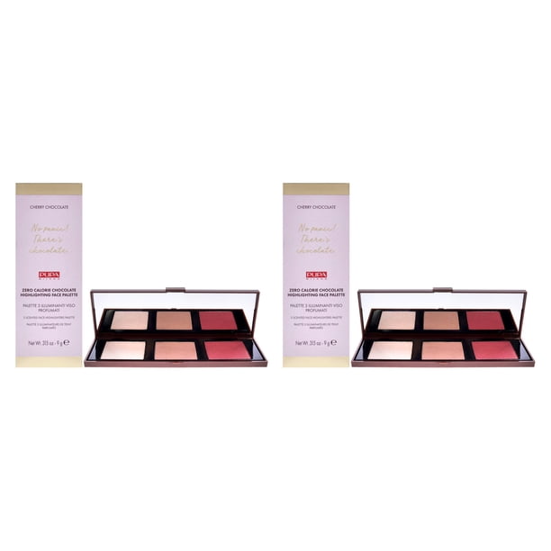 Paleta de resaltadores de chocolate sin calorías - 001 Cherry Chocolate de Pupa Milano para mujeres - Resaltador de 0.315 oz - Paquete de 2