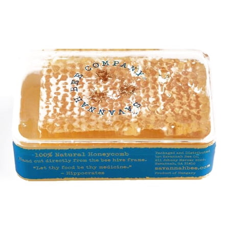 Savannah Bee Company Raw Acacia Honeycomb 5.6 oz each (2 Items Per Order, not per case)