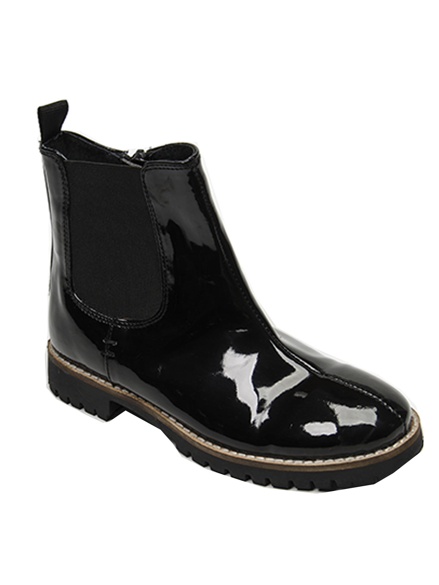 girls black patent chelsea boots